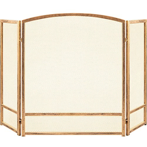 Best Choice Products 47.5x27.25in 3-Panel Simple Steel Mesh Fireplace Screen, Fire Spark Guard Gr... | Amazon (US)