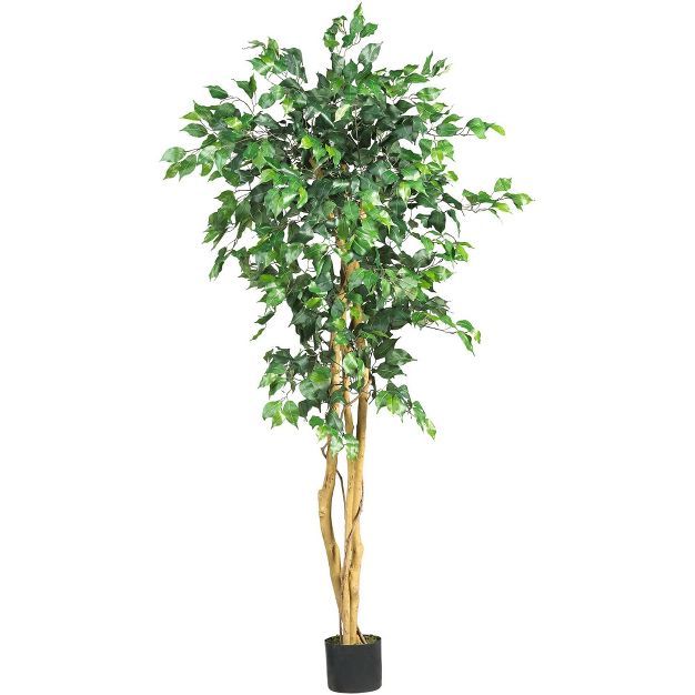 60" Artificial Ficus Tree in Pot Black - Nearly Natural | Target