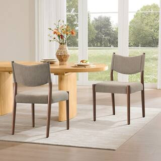 Josephine Light brown Antique Walnut Chenille Upholstered Solid Rubber Wood Dining Chair with Lev... | The Home Depot