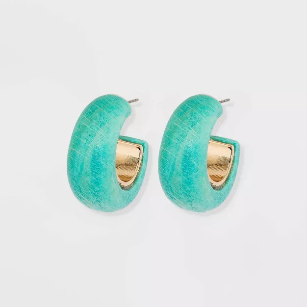 Open Wood Hoop Earrings - A New Day™ | Target