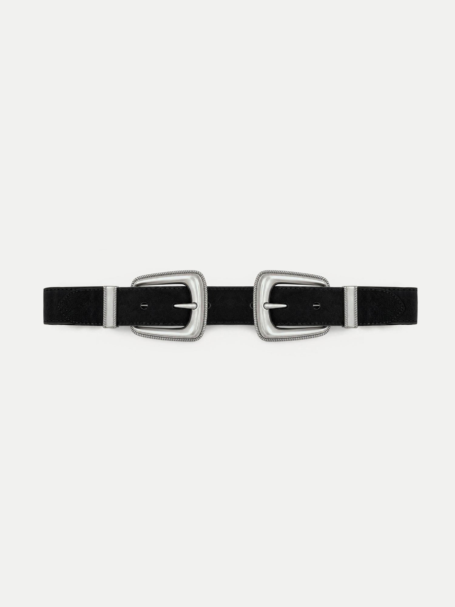 Double-Buckle Arch Waist Belt in Black | Veronica Beard | Veronica Beard