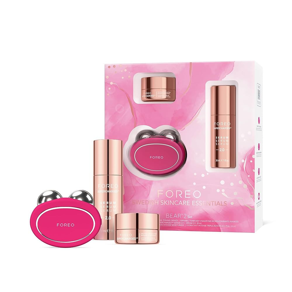 FOREO BEAR 2 Set - Skin Care Set - Microcurrent Facial Device+ SUPERCHARGED SERUM 2.0,1 fl oz+ SU... | Amazon (US)