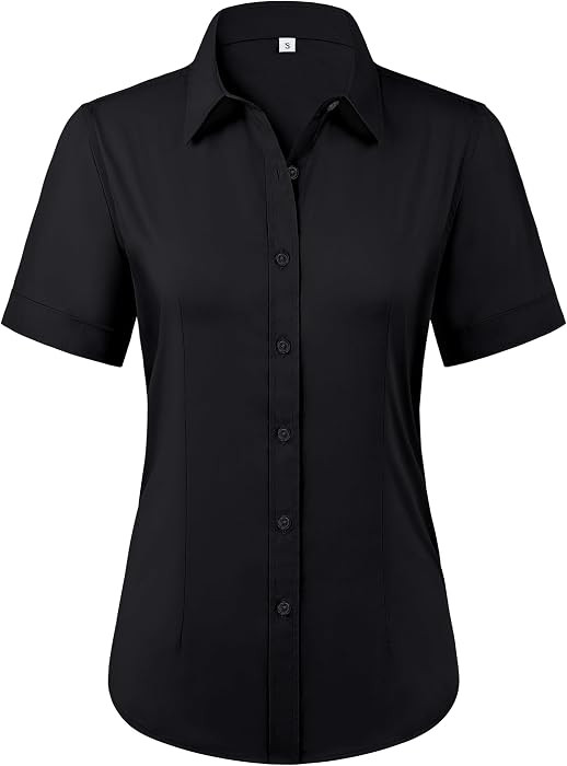siliteelon Womens Stain Shield Dress Shirts Wrinkle Free Short Sleeve Solid Tops Blouses Button D... | Amazon (US)