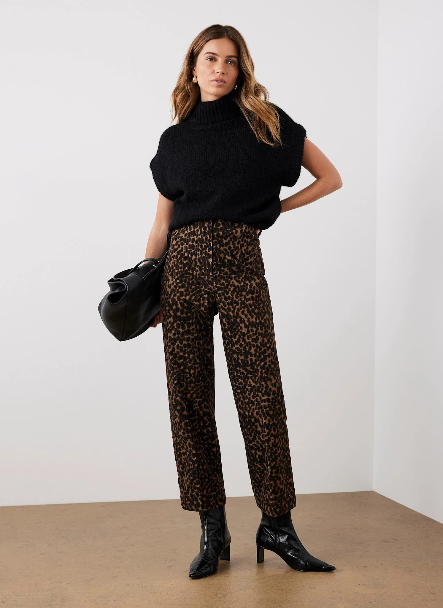 Leopard Print Velvet Straight Trousers | Mint Velvet