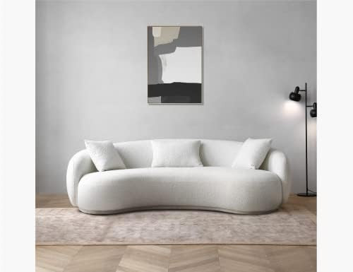 Amazon.com: Acanva Mid Century Modern Curved Living Room Sofa, 4-Seat Boucle Fabric Couch for Bed... | Amazon (US)