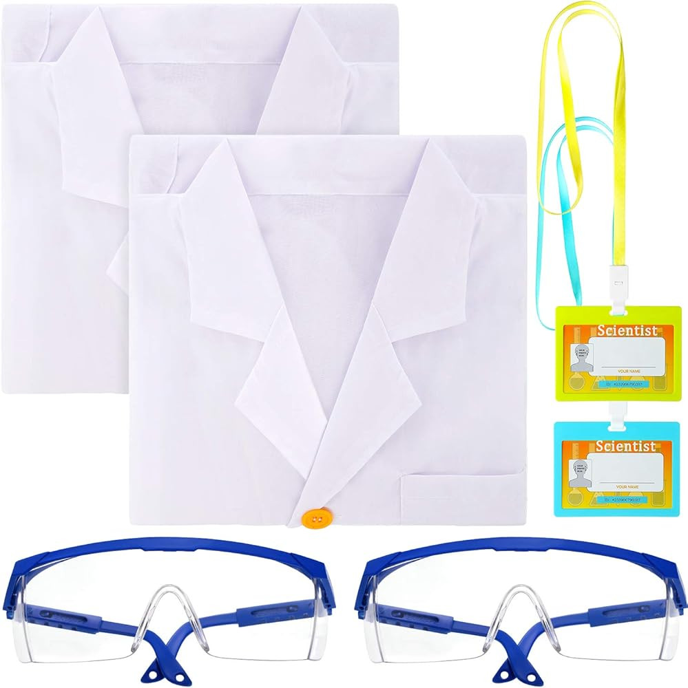 6 Pieces Kids Scientist Role Play Costume Kit Include Unisex Lab Coat Protective Safety Glasses G... | Amazon (US)