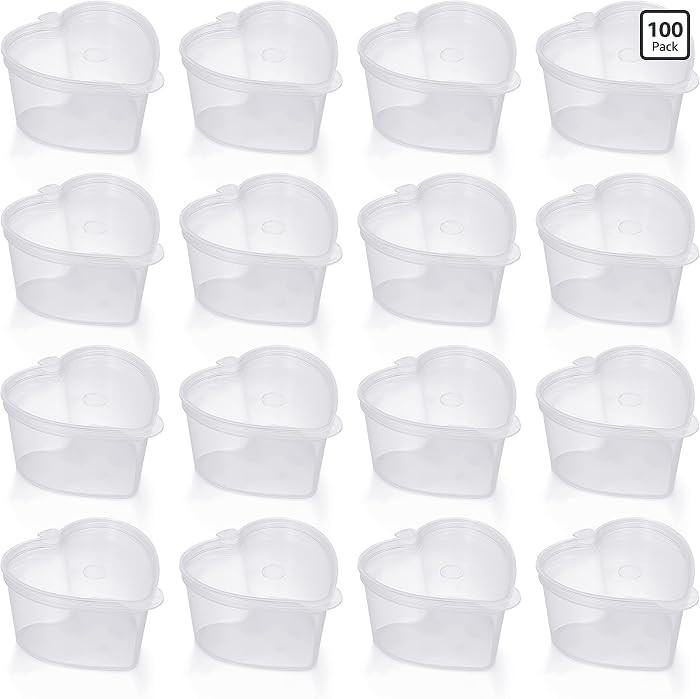 Disposable Plastic Cups with Leak-Proof Lids and Heart-Shaped Souffle, Jello, Condiment Container... | Amazon (US)
