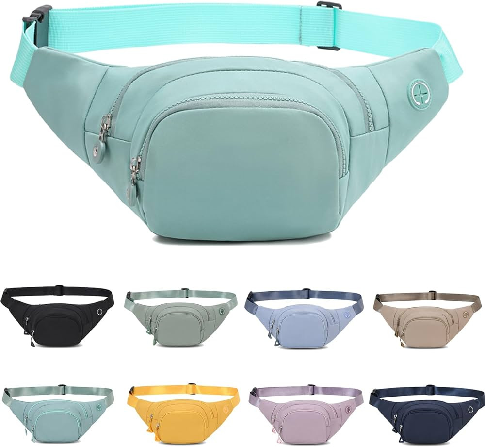 Nylon Fanny Pack for Women Men, Green Belt Bags with Adjustable Strap Multi-functional Hands Free... | Amazon (US)