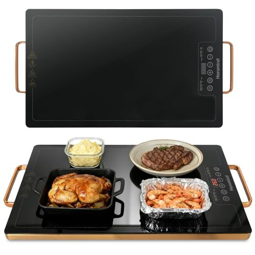 Electric Warming Tray 20" x 12", Glass-Top Full-Surface Food Warmer with Adjustable Temperature & Timer, Warming Trays for Buffets Party, Sabbath, Holiday Parties, Daily Dining | Amazon (US)