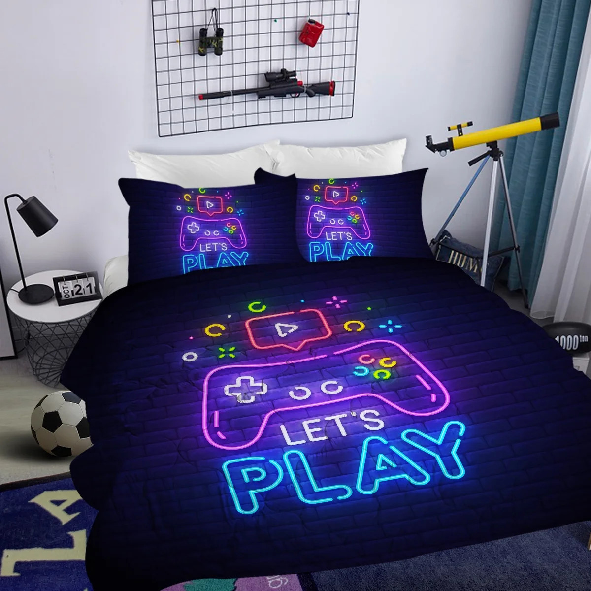 Arightex Gaming Comforter Set Full Size, Abstract Neon Style Bedding for Boys | Walmart (US)