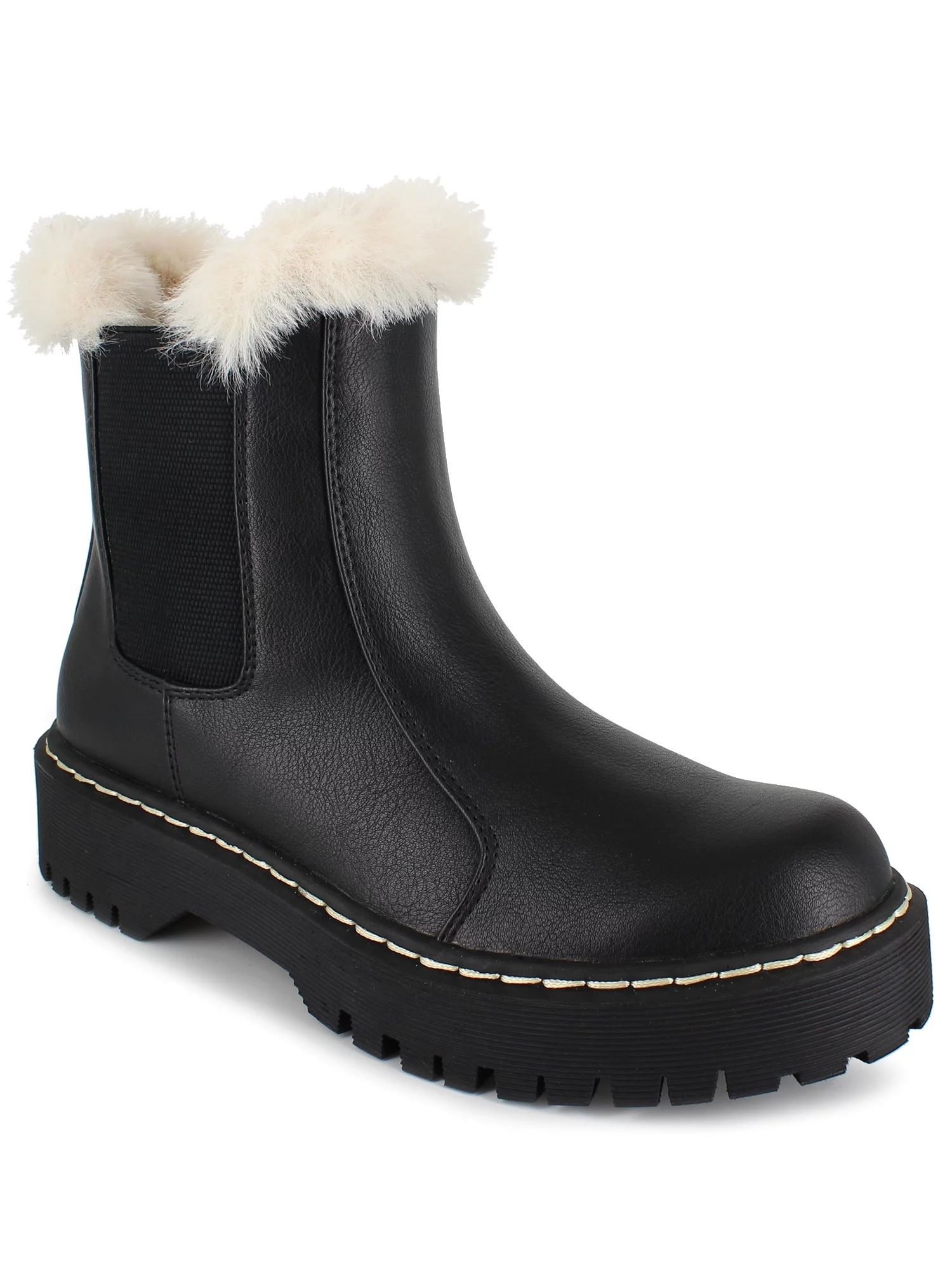 PORTLAND by Portland Boot Company Women's Fur Trim Chelsea Boot | Walmart (US)