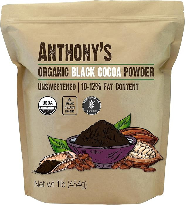 Anthony's Organic Black Cocoa Powder, 1 lb, Unsweetened, Dutch Processed, Gluten Free, Non GMO | Amazon (US)