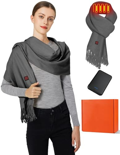 Wodesid Heated Scarf for Women Men Rechargeable Heated Scarves Blanket with Battery Pack Neck Heating Pad Electric Scarf Heated Dark Grey | Amazon (US)