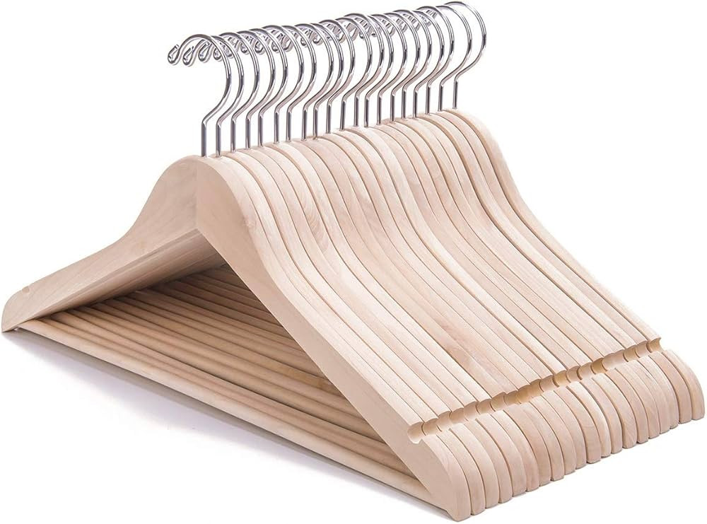 Nature Smile 20 Pack Premium Adult Unfinished Natural Solid Wooden Clothes Hangers Wood Suit Coat... | Amazon (US)