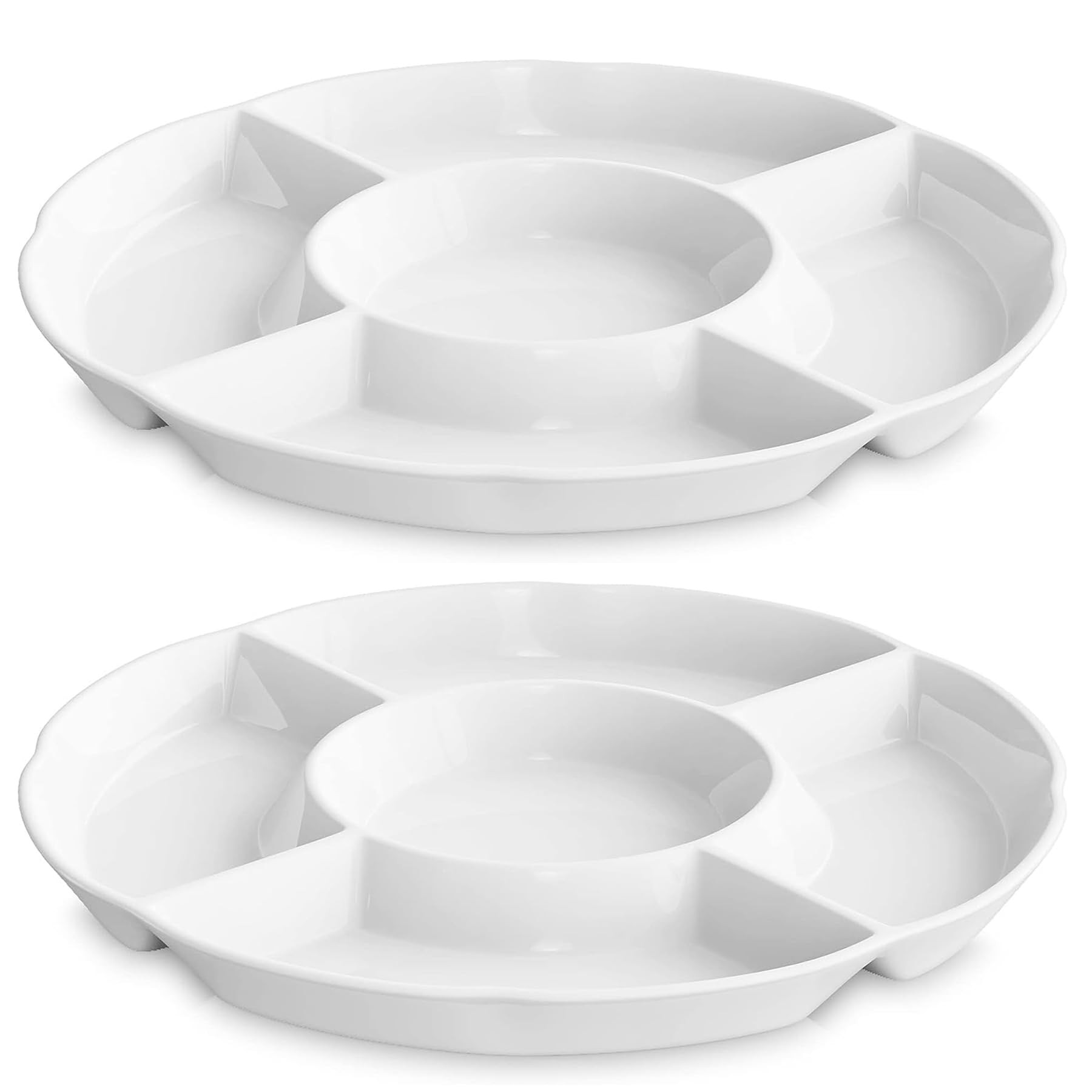LAUCHUH Veggie Tray Set of 2, Porcelain Chip & Dip Serving Set Divided Serving Platter White Serv... | Amazon (US)