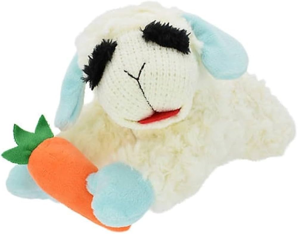 Multipet Spring Easter Lamb Chop with Light Blue Ears Holding Carrot Plush Squeaker Dog Toy - 11" | Amazon (US)