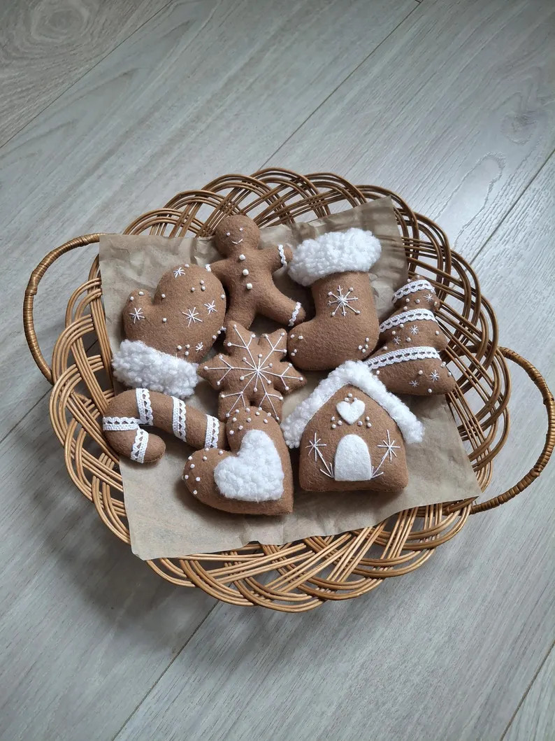 Christmas Ornaments Set Gingerbread Felt Christmas Ornaments - Etsy | Etsy (US)