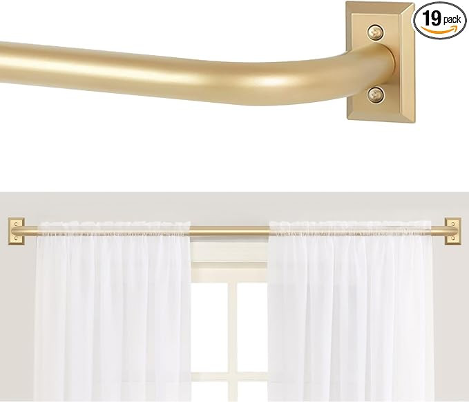 Gold Wrap Around Curtain Rods for Windows 48 to 90":Blackout Heavy Duty Adjustable Curtain Rod Ro... | Amazon (US)