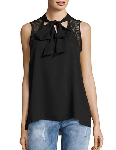 Lace Accented Tieneck Top | Lord & Taylor