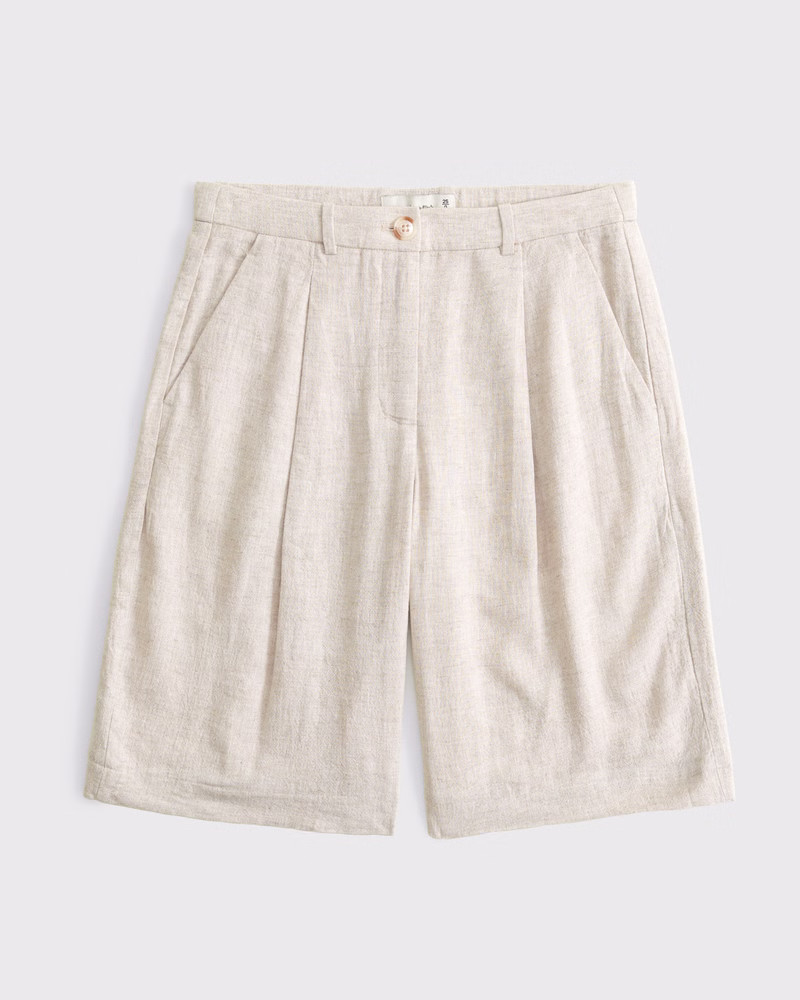 Women's Mid Rise Linen-Blend Bermuda Short | Women's Sale | Abercrombie.com | Abercrombie & Fitch (UK)