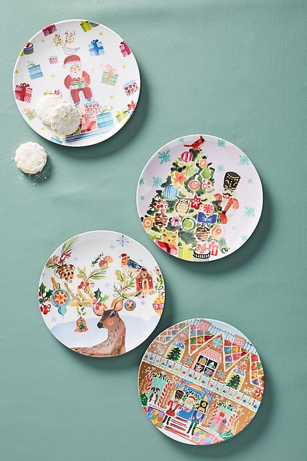 August Wren Kris Kringle Melamine Dessert Plate | Anthropologie (US)