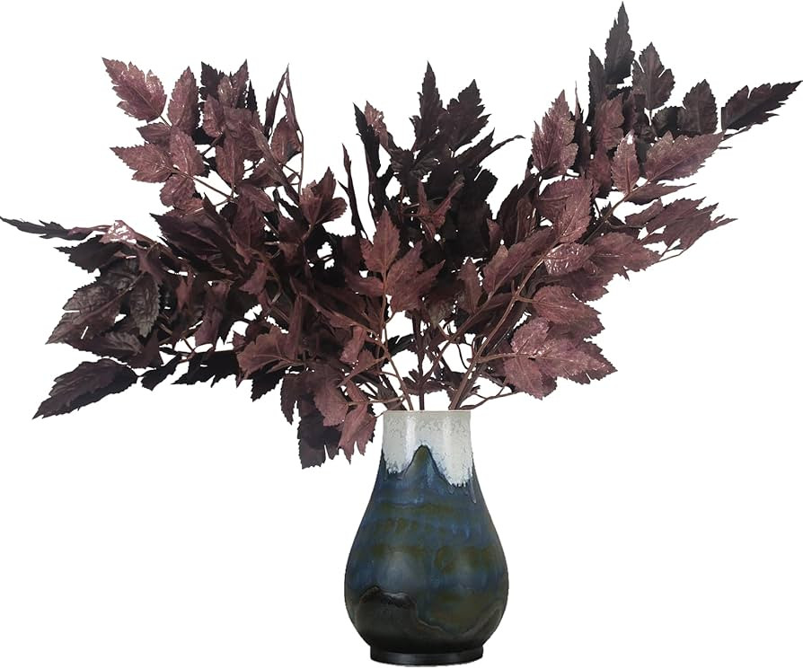 3 Pack Artificial Cimicifuga Plant Leaf 21 inch Faux Plum Cimicifuga Ramosa Leaf Branch Fall Cimi... | Amazon (US)