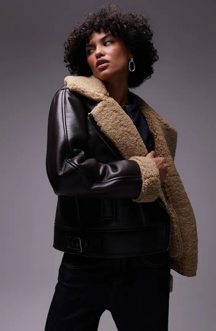 Topshop Faux Shearling Aviator Jacket | Nordstrom | Nordstrom