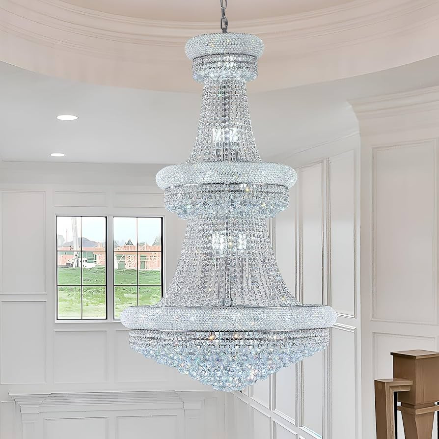 31 - Light Large Empire Crystal Chandelier for High Ceiling Foyer Entryway Staircase Living Room ... | Amazon (US)