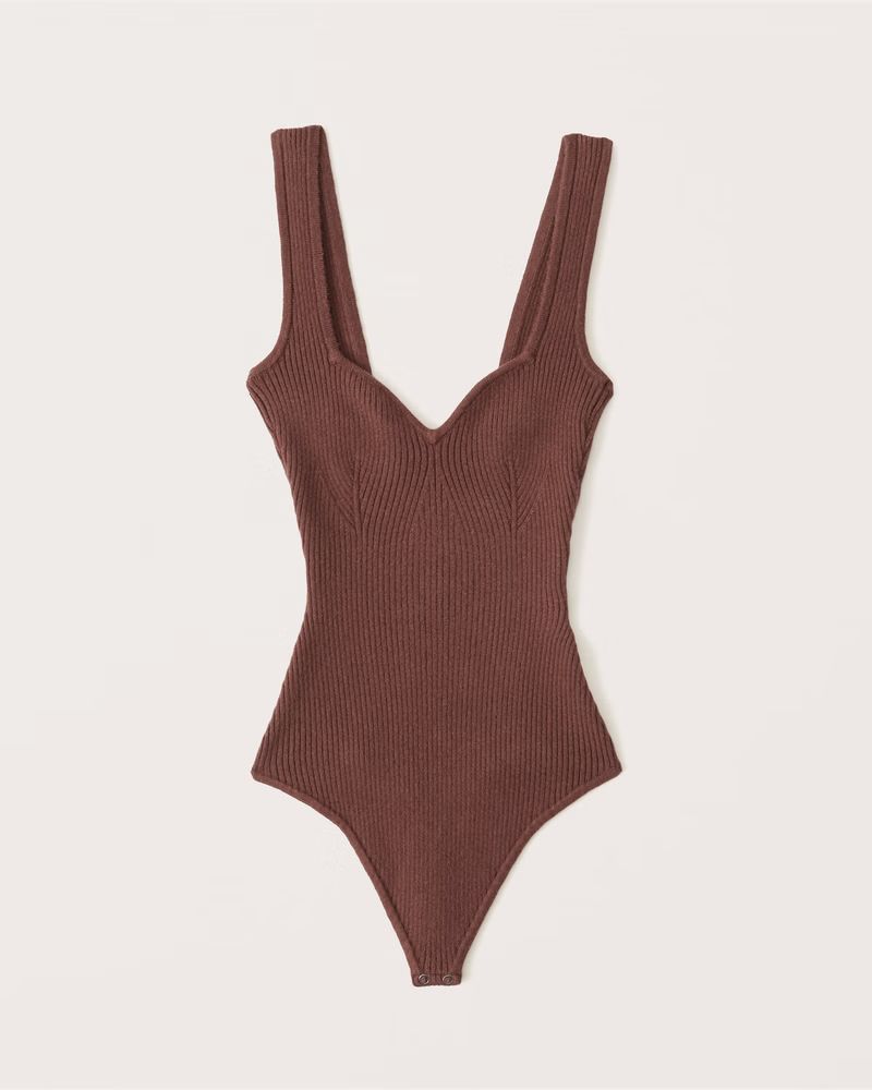 Elevated Ribbed Knit Sweetheart Bodysuit | Abercrombie & Fitch (US)