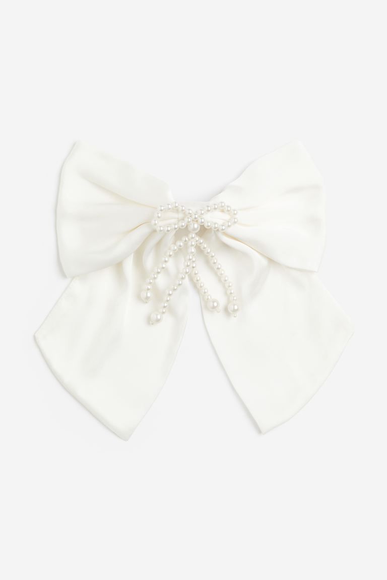 Hair Clip with Bow - White - Ladies | H&M US | H&M (US + CA)