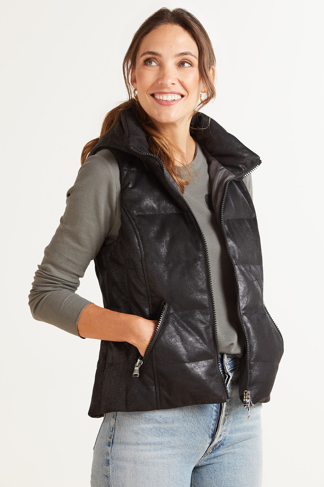 Evereve  Malone Distressed Faux Leather Vest | Evereve