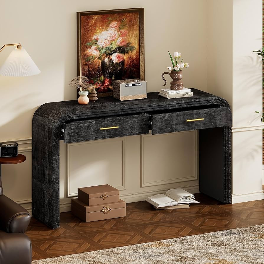 WILLIAMSPACE 59.05" Console Table with Drawers, Farmhouse Wooden Hallway Table, Unique Retro Entr... | Amazon (US)