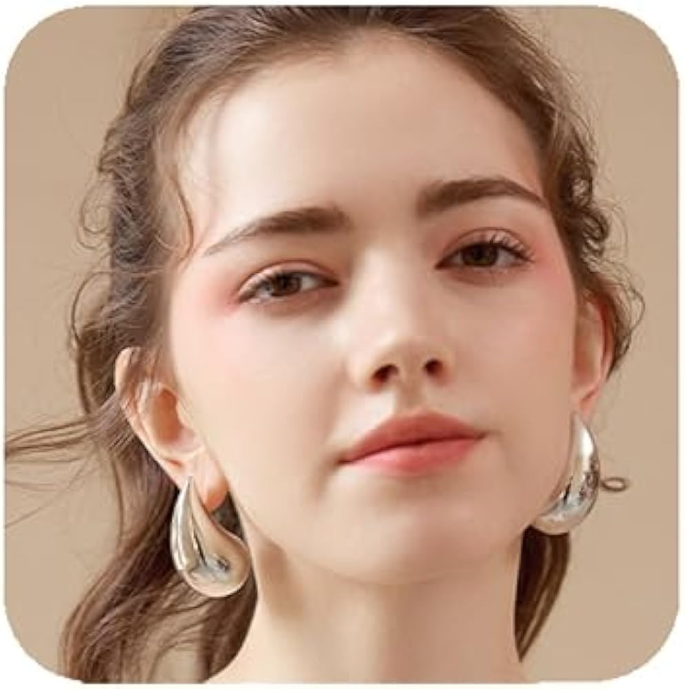 Teardrop Earring Set Dupes Lightweight Chunky Gold Hoop Earrings for Women, Hypoallergenic Earrin... | Amazon (US)