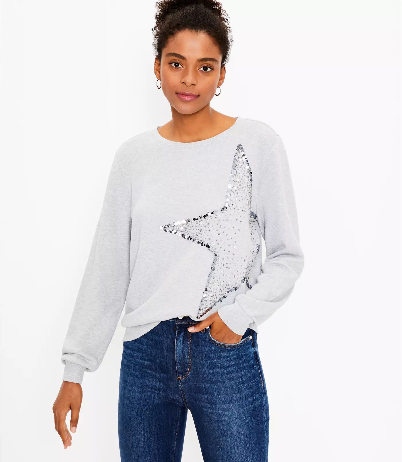 Sequin Star Sweatshirt | LOFT | LOFT