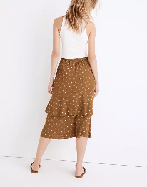 Ruffle Tiered Midi Skirt in Daisy Stitch | Madewell