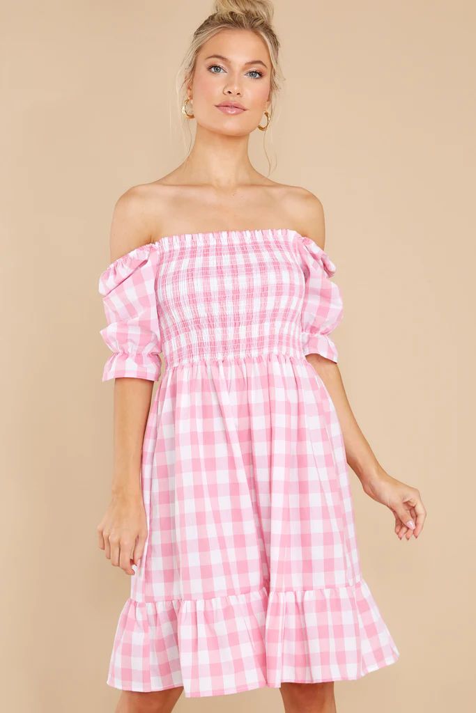 Picnic In Paradise Pink Gingham Dress | Red Dress 