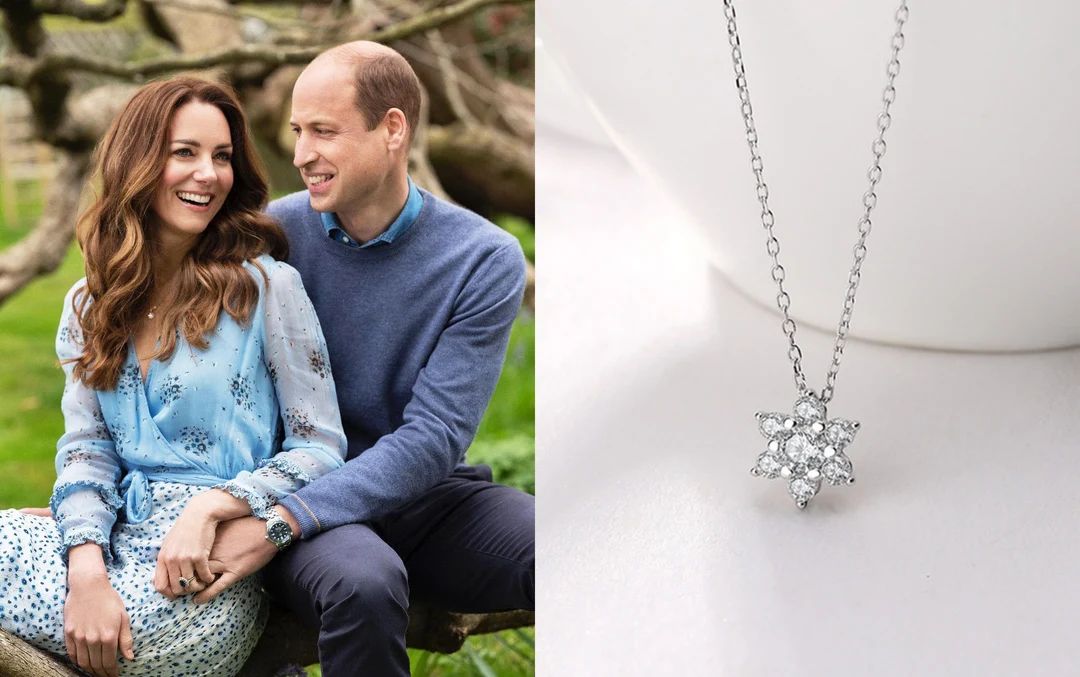 Crystal and Silver Daisy Necklace - Elegant and Dainty Necklace in Kate Middleton Style | Etsy (US)