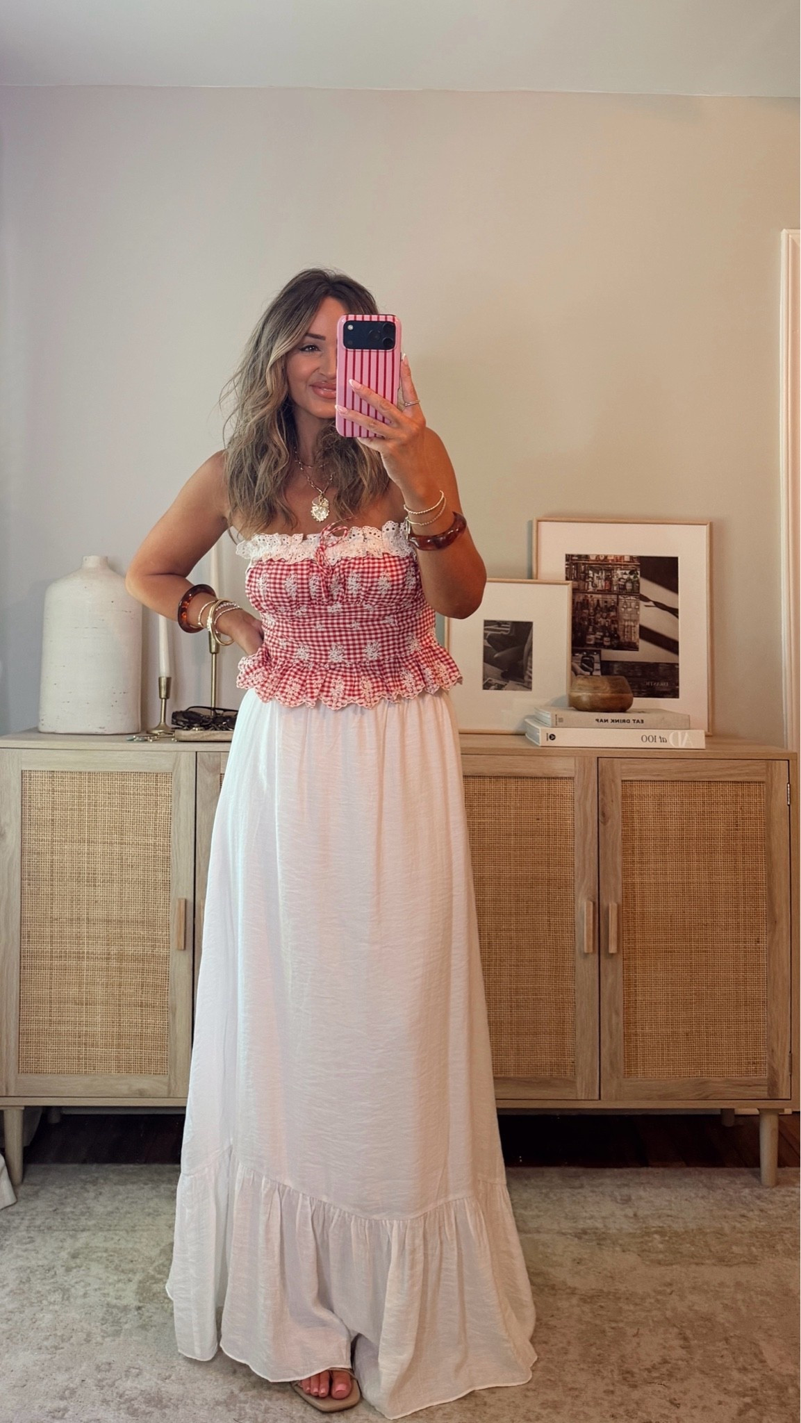 35% off with LEANN35 if expired use code LEANN30 this top is precious! i love the gingham + lace detail! soo cute for the 4th! size S top, size M skirt summer outfit, beach vacation @VICI

#LTKootd
