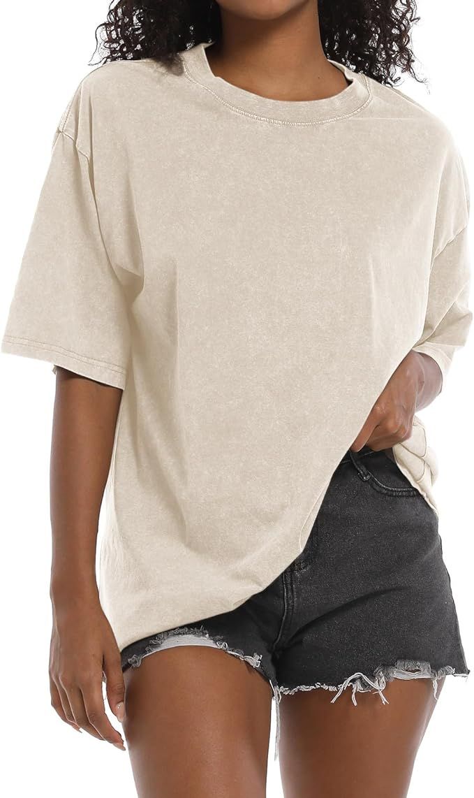 BINTEHGS Oversized Grunge Vintage t Shirts for Women Short Sleeve Cotton Casual Baggy Tees Teens ... | Amazon (US)