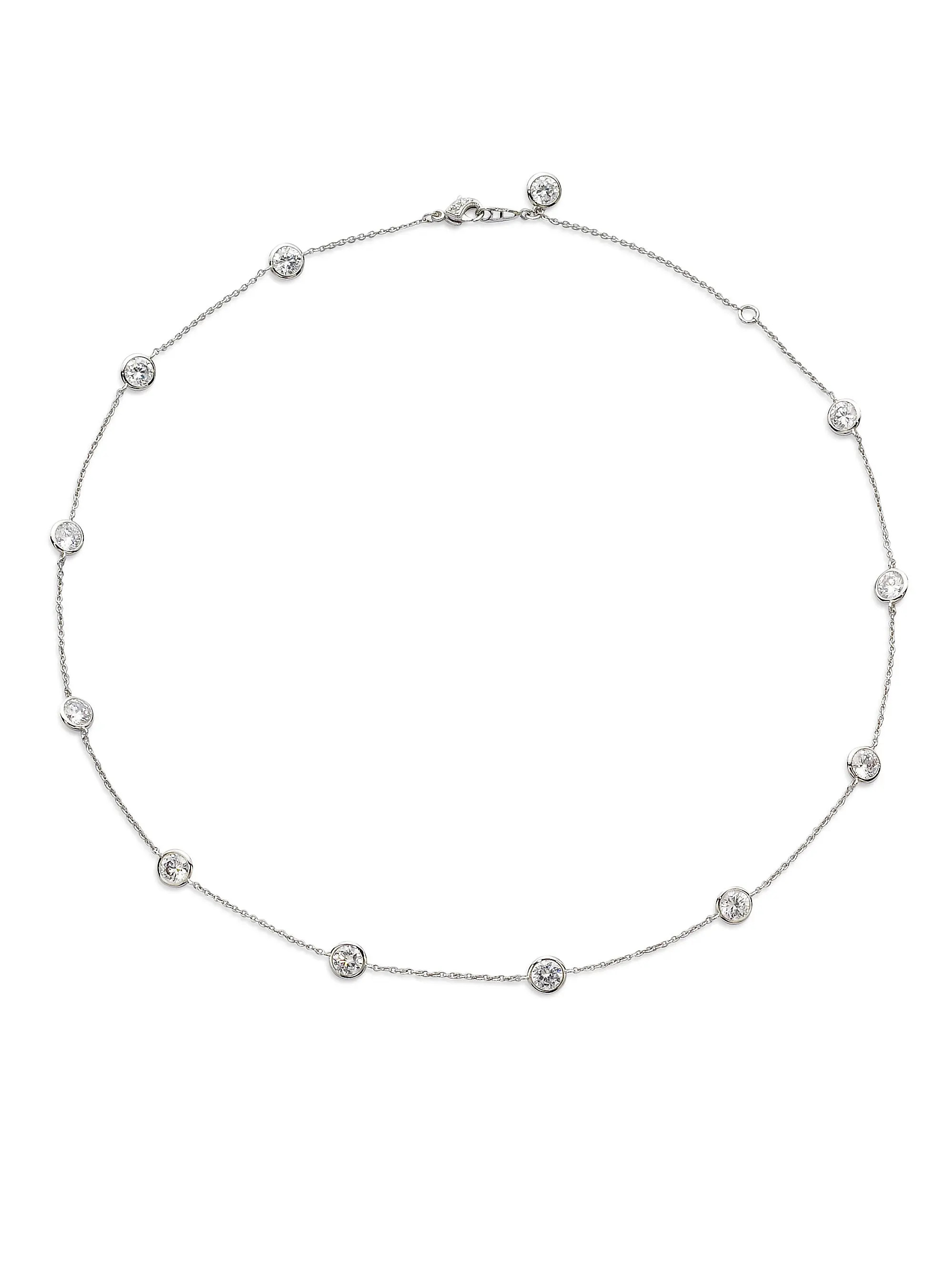 Sterling Silver & Cubic Zirconia Bezel-Set Station Necklace | Saks Fifth Avenue