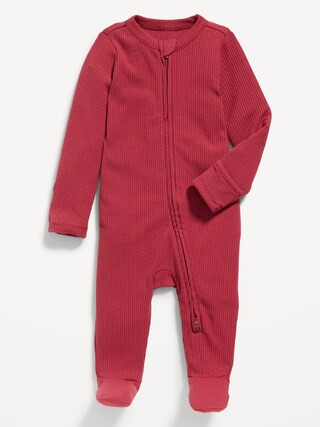 Unisex 2-Way-Zip Sleep &amp; Play Rib-Knit Footed One-Piece for Baby | Old Navy (US)