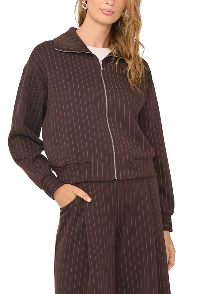Women's Zip Front Pinstripe Scuba Jacket | Belk