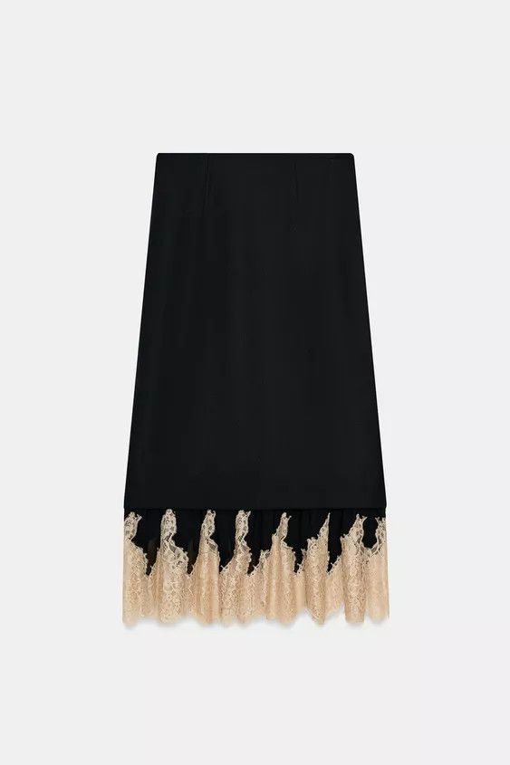 ZW COLLECTION COMBINED LACE SKIRT | Zara US