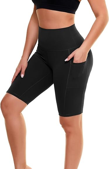 GAYHAY Biker Shorts for Women with Pockets - 8"/5"/3" Booty High Waisted Black Spandex Volleyball... | Amazon (US)