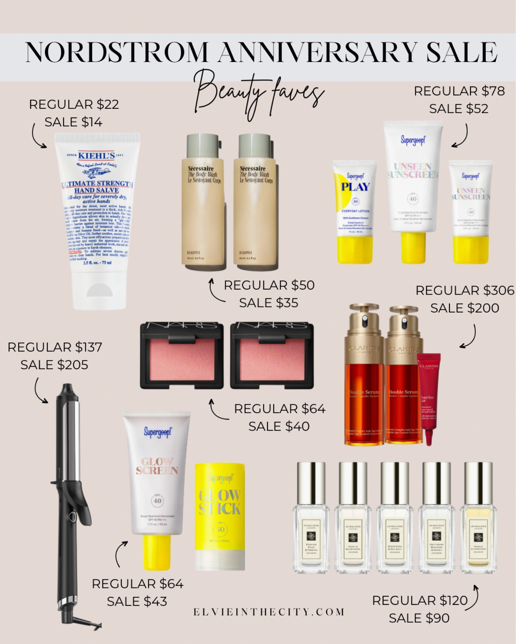 These are my beauty faves from the Nordstrom Anniversary Sale. 

Keihl’s, Jo Malone, NARS blush, Supergoop, necessaire, Clarins, ghd

#LTKbeauty #LTKxNSale #LTKsalealert