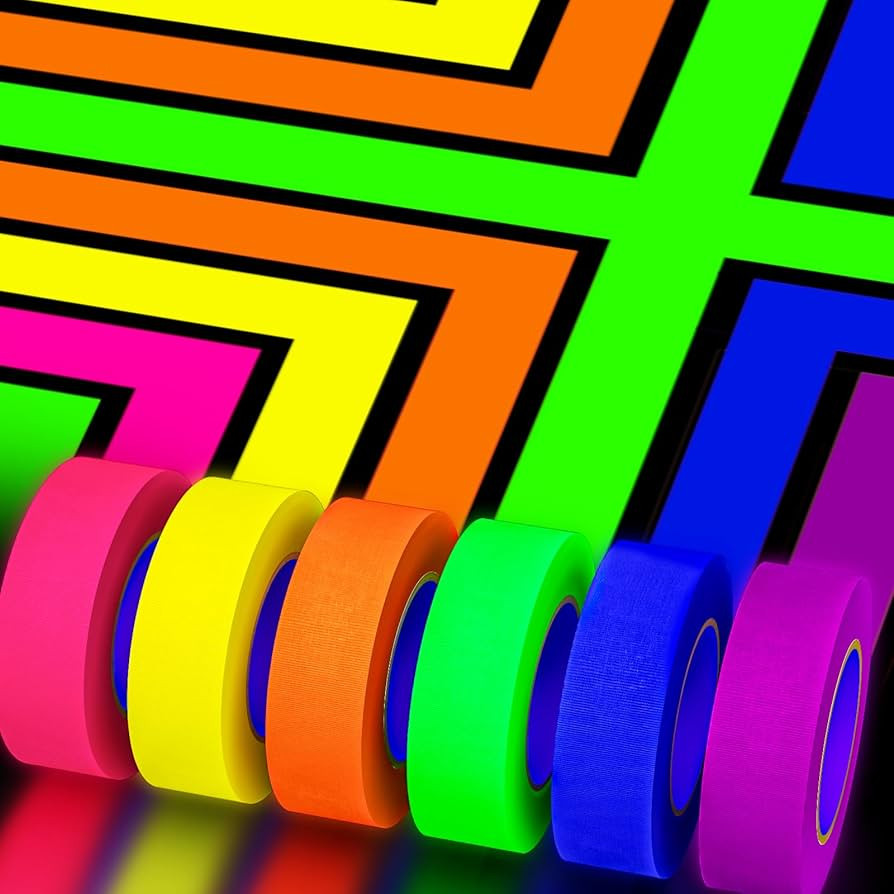 SWRT Neon Gaffer Cloth UV Blacklight Tape for Valentine's Day, 6 Rolls Multi-Color UV Fluorescent... | Amazon (US)