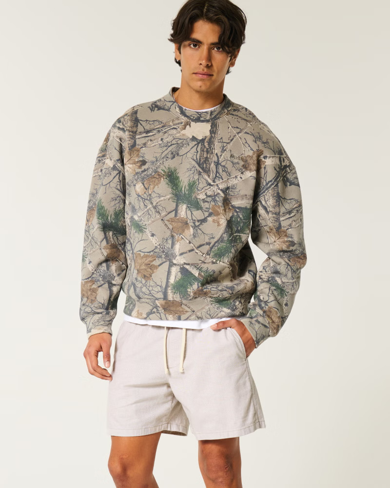Men's Mid-Thigh Linen-Blend Pull-On Shorts | Men's Bottoms | HollisterCo.com | Hollister (US)