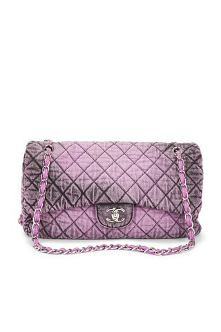 Chanel Distressed Denim Medium Denimpression Flap Bag in Purple | FWRD 