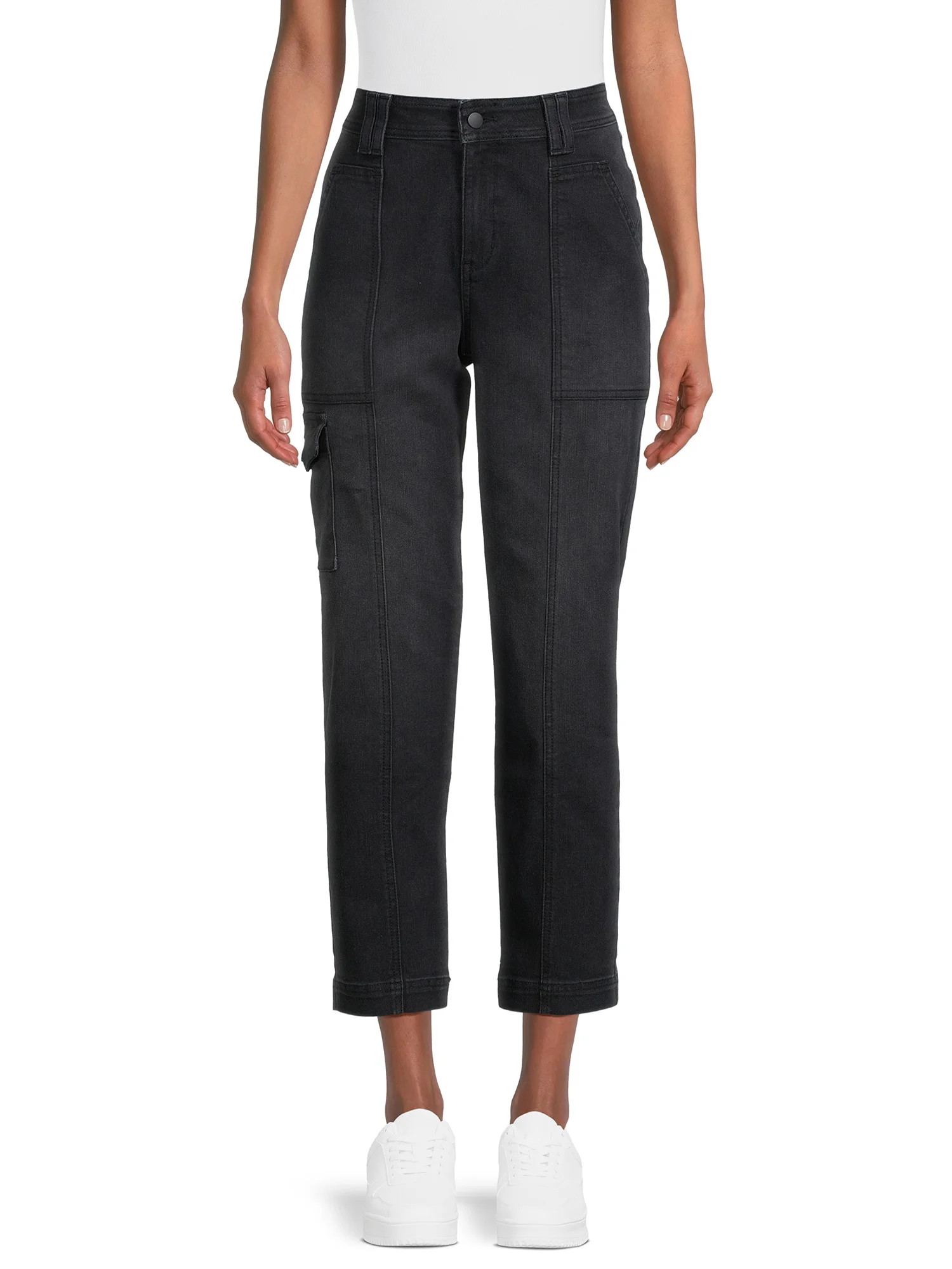 Time and Tru Women's Mid Rise Straight Utility Pants, 27" Inseam, Sizes 2-20 - Walmart.com | Walmart (US)