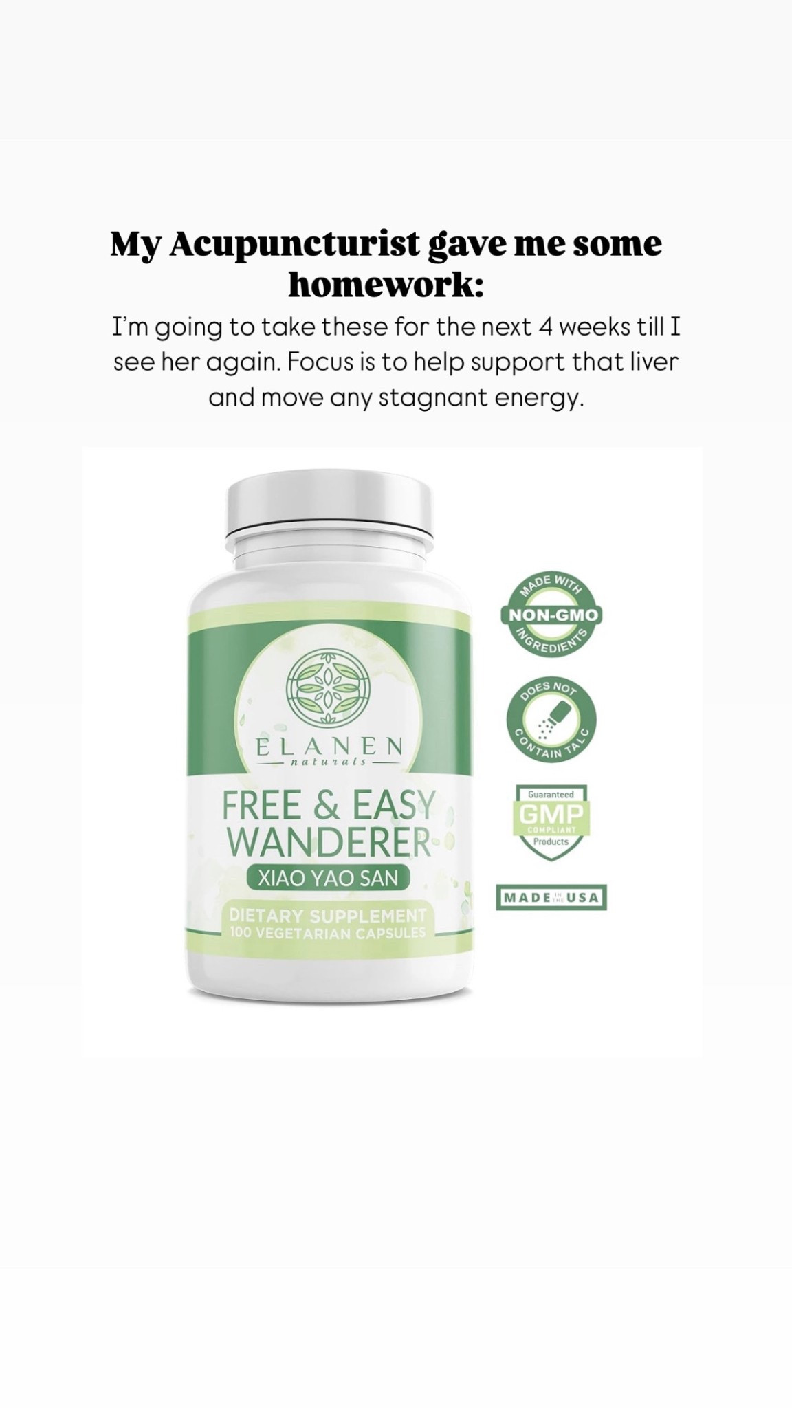 Met my acupuncturist today and she wants me to try this for the next 4 weeks. Wants me to give that liver extra support and move stagnant energy. 

Wellness Energy 
Skin Healing 
Health 

#LTKBeauty